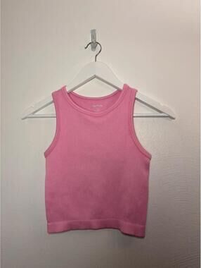 Cotton Candy Crew Neck Seamless Ribbed Crop Top Sizd S/M